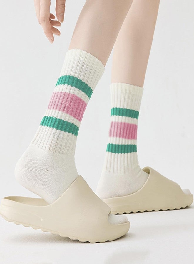 PLZSITDOWN Women Striped Retro Novelty Socks Slouch Socks Athletic Calf Tube Cotton Socks 3P-1 - Image 2